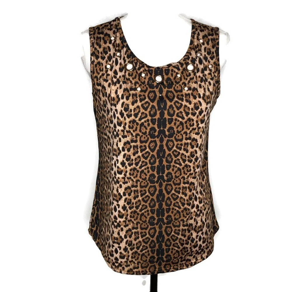 Ana & Kate sleeveless leopard top.  Size small